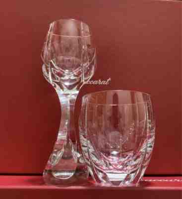 Baccarat Crystal Neptune Rock Wine Glass Pair
