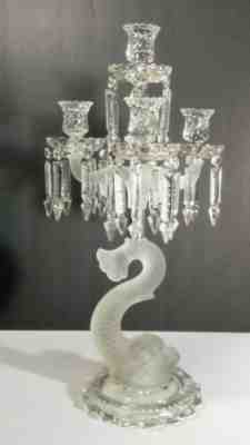*ANTIQUE* Baccarat Crystal 4 Light 3 Arm DAUPHIN CANDELABRA 20 3/8" Made FRANCE