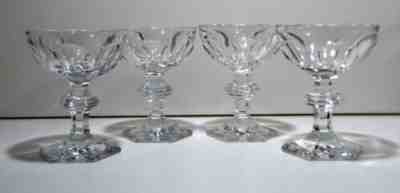 *VINTAGE* Baccarat Crystal HARCOURT (1841-)4 Champagne Coupe Tall Sherbet 5 1/8"
