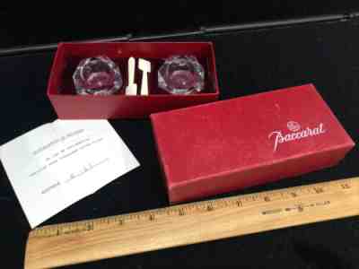 RARE! Vintage Set of Baccarat CAMEL SALT CELLARS w/bone spoons, Boxed, Retired