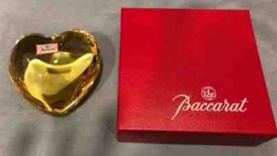 NEW VERY RARE Baccarat YELLOW PUFFED HEART Retired, Excellent