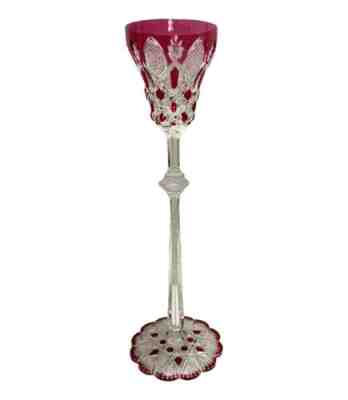 French Baccarat Crystal Cut to Clear TSAR Glass - Pink Water Goblet -Boxed
