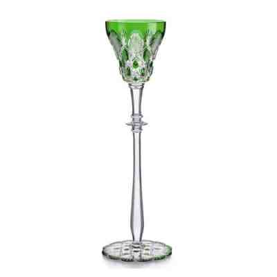 French Baccarat Crystal Cut to Clear TSAR Glass -Green Water Goblet -Boxed