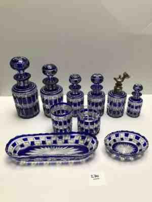 BACCARAT EXCEPTIONAL PERFUME SET BLUE CUT TO CLEAR 10 PIECES #270
