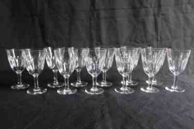 12 White Baccarat Crystal Wine Glasses Casino Model Perfect Condition H 11cm