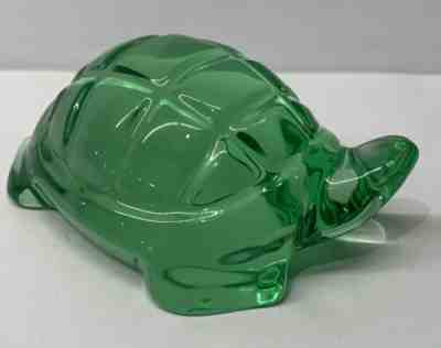 BACCARAT France Green Crystal TURTLE TORTOISE Figurine Paperweight longevity