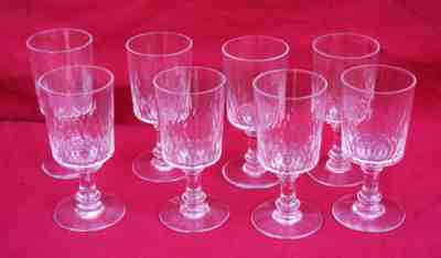 BACCARAT Champigny Cut Cristal 8 Wine Glasses Set France