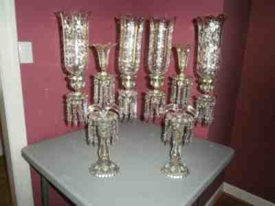 Baccarat Unsigned Medallion Hand Painted Candelabra ( PAIR)