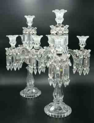BACCARAT MEDALLION 4 LIGHTS CANDELABRA 3 ARMS BOBECHES PRISMS CRYSTAL FRANCE 681