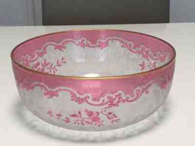 Large BACCARAT Crystal Salad Bowl Lined, Engraved & Cut