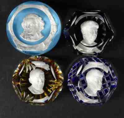 A Group Of Four Baccarat Sulphide Portrait Paperweights