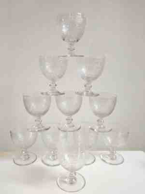 SUITE OF 11 PORTO BACCARAT CRYSTAL LIQUEUR GLASSES ROHAN MODEL 7.5 X 5.7CM