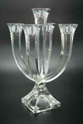 SIGNED BACCARAT 5 LIGHTS CANDELABRA 5 ARMS CRYSTAL ART DECO FRANCE PARMENTIER