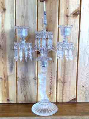BACCARAT ENFANT CRYSTAL CANDELABRA ELEGANT FIGURAL PUTTI 24â? w/ BLUEPRINTS