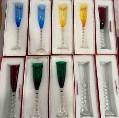 BACCARAT VEGA Glass FLUTISSIMO Crystal CHAMPAGNE FLUTES (set of ten)