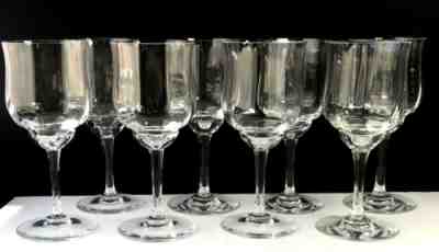Set 8 Baccarat France Crystal Claret Wine Glasses Capri Optic