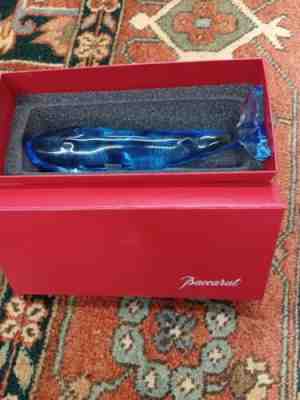 BACCARAT 9" SIGNED FRENCH CRYSTAL DOLPHIN SCULPTURE FIGURINE