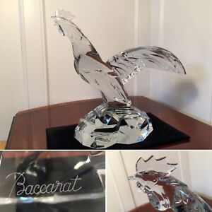 Rare BACCARAT Huge Solid Crystal HERITAGE ROOSTER Sculpture Chinese New Year