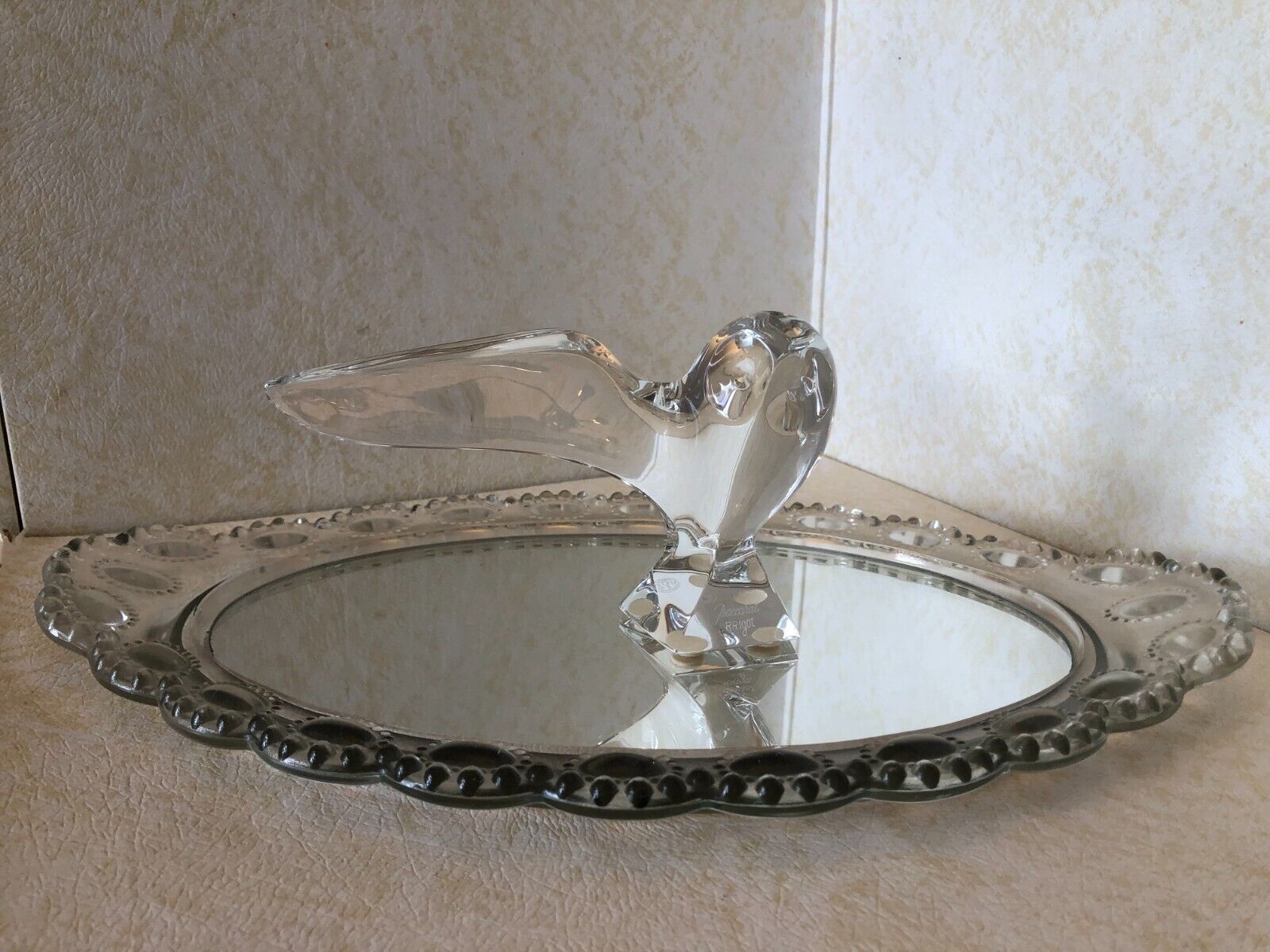 Vintage Baccarat R Rigot Signed Crystal Glass Owl Figurine