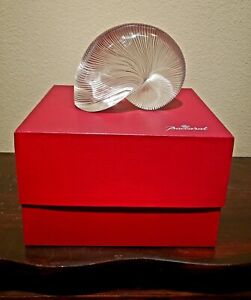 Baccarat Crystal Nautilus Shell Clear Large Paperweight Figurine France 6" Mint