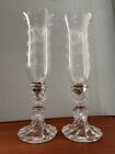 Baccarat France Bambous  Hurricane Globes Set (2) 16.5” Signed