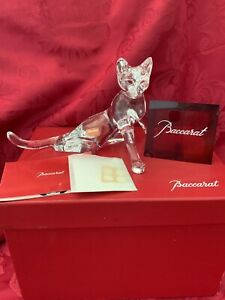 NIB FLAWLESS Glass BACCARAT France SITTING FRONT PAWS OUT Crystal CAT Figurine