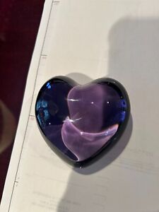 Baccarat France Purle Crystal Puffed Heart Display Paperweight