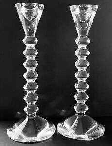 Estate Signed BACCARAT France 10.5” VEGA Candleholder Candle Stick Pair Perfect!