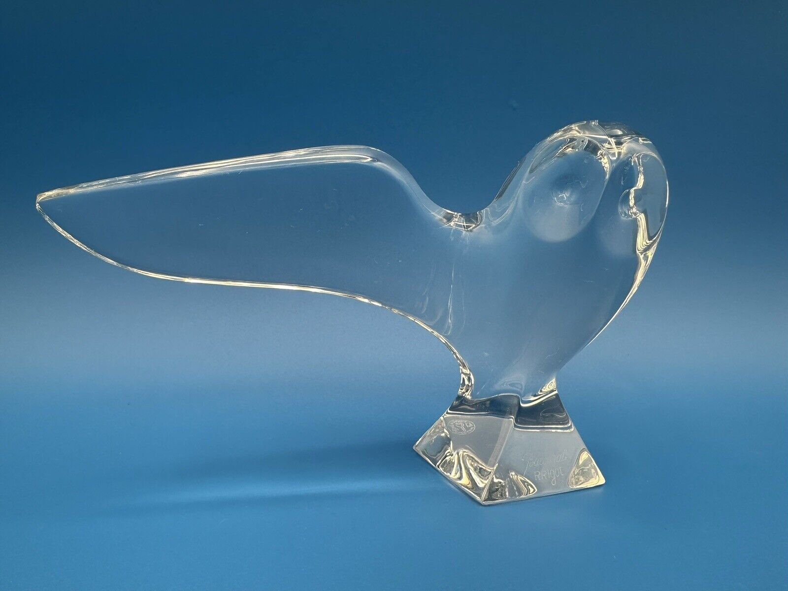 Signed Baccarat French Crystal Robert Rigot 4" Tall OWL Figurine - MINT