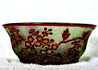 Baccarat France Crystal Bowl Red Cut to Green Textured Surface Gilt Flowers OLD
