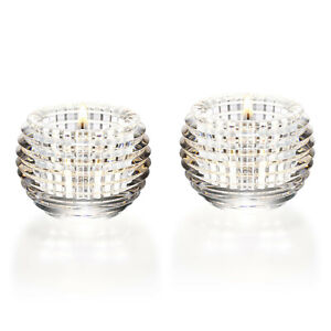 NEW BACCARAT CRYSTAL EYE VOTIVE PAIR CLEAR #2810638 BRAND NEW IN BOX SAVE$ F/SH