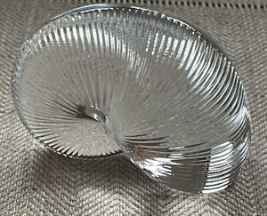 Baccarat Crystal 4” Nautilus Shell Figurine Paperweight, Signed, Discontinued