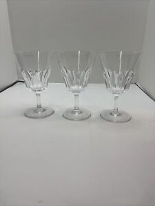 Baccarat Cut Crystal Cote D'Azur 6 3/8" Tall Water Wine Goblet Glass Set of 3