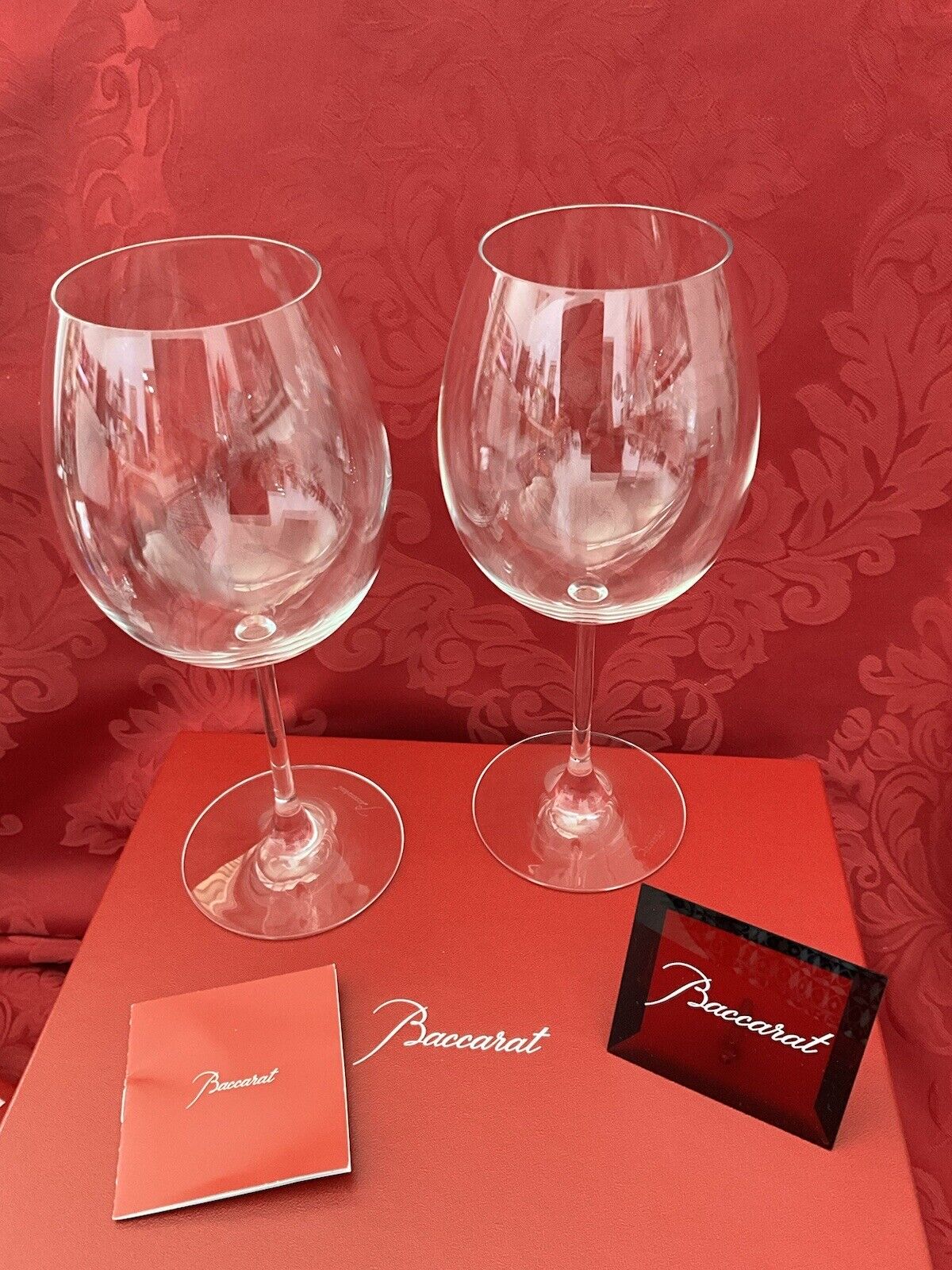 NIB FLAWLESS Glass BACCARAT France Pair 9.5” Crystal DEGUSTATION GRAND BORDEAUX