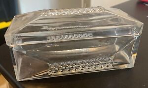 VTG French BACCARAT coffin casket jewelry trinket cigar Box criss cross cut