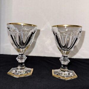 Vintage Baccarat Crystal Gold Alcour Wine Glass Water Goblets Rare