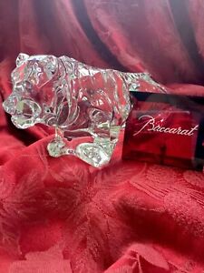Near FLAWLESS Stunning BACCARAT Crystal BENGAL TIGER LEOPARD JAGUAR LION Figure
