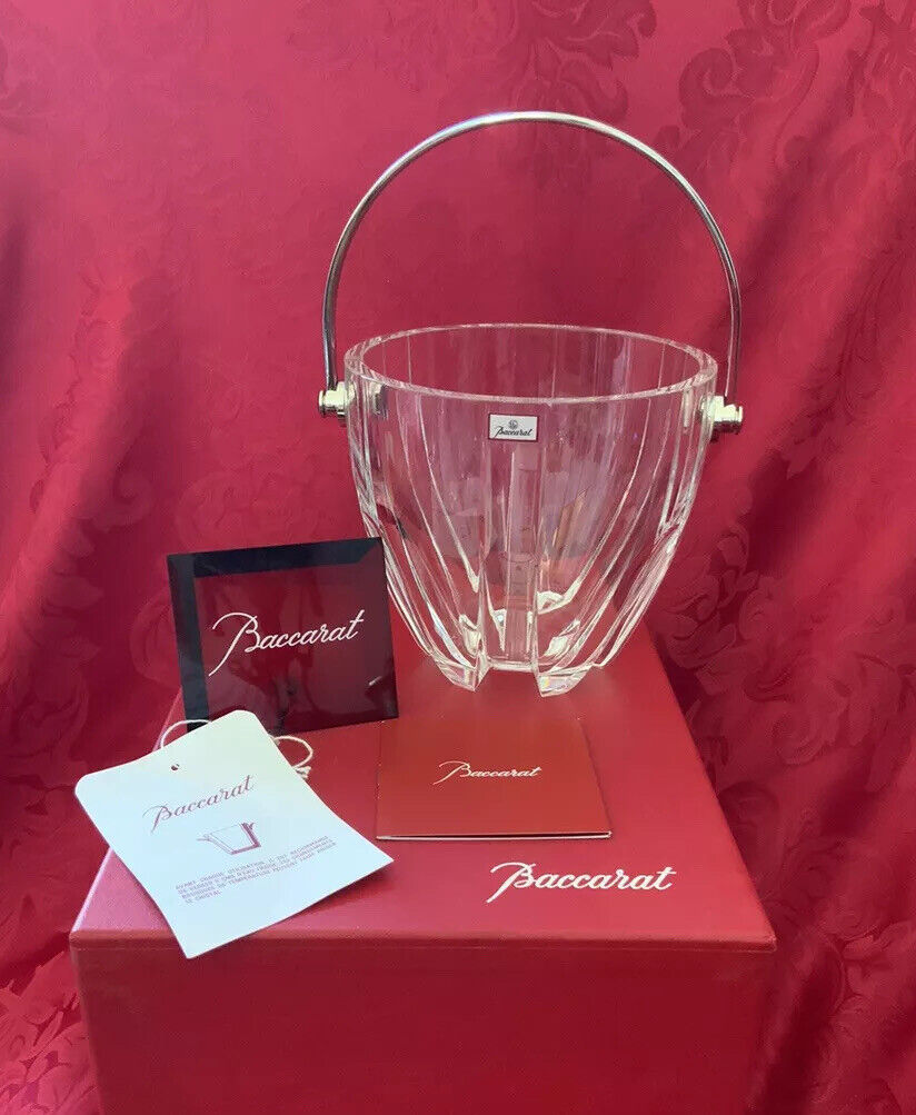 NIB FLAWLESS Stunning BACCARAT France Glass NEPTUNE Crystal ICE BUCKET CONTAINER