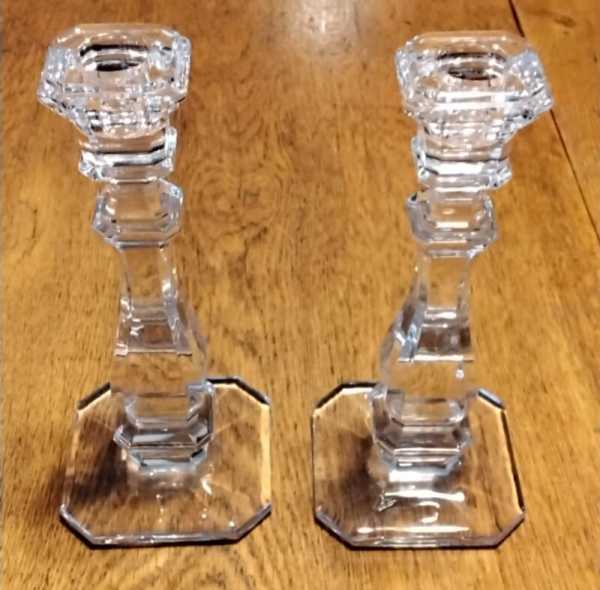 Beautiful Pair Of Baccarat Crystal Candlesticks For Tiffany And Company 8"