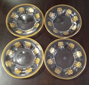 RARE VTG Set of 4 BACCARAT EMPIRE Gold Harcourt France ~ 6 5/8" BREAD PLATES