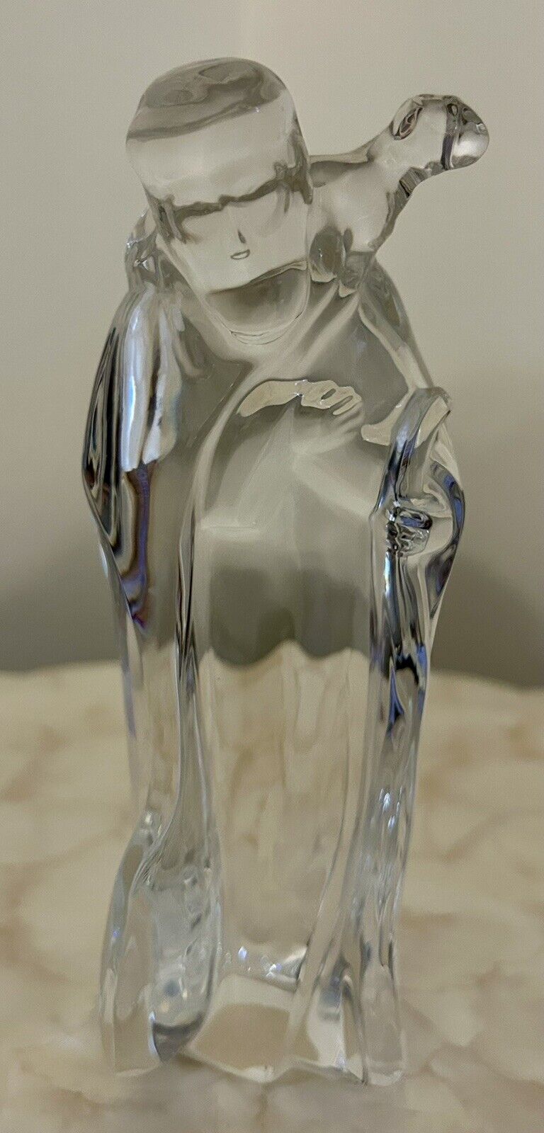 Baccarat France Crystal Vintage NATIVITY  Shepherd Lamb on Shoulder EUC