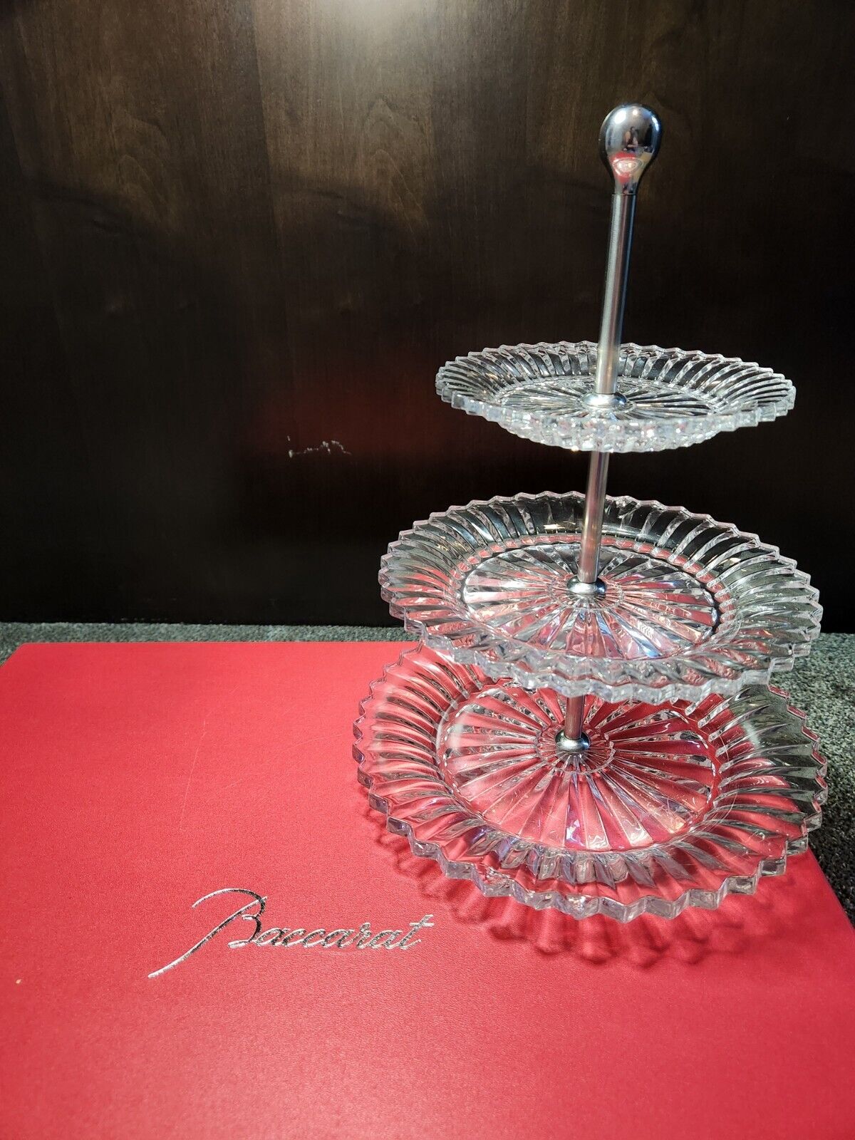 Baccarat Mille Nuits 3 Tier Crystal Dessert Tray