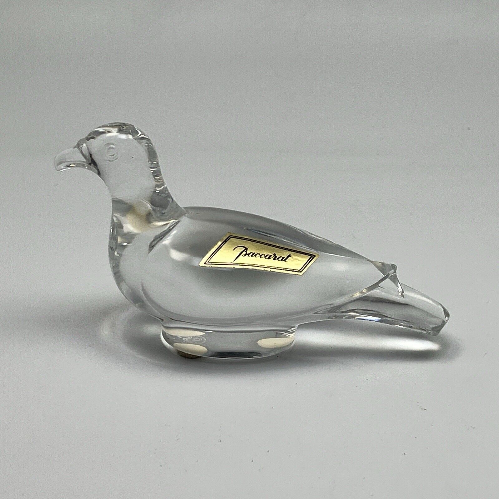 Baccarat Crystal Glass Turtle Dove Bird Figurine Clear Glass France