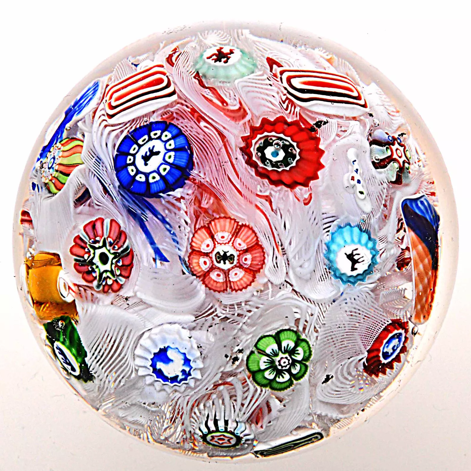 Antique BACCARAT Dated 1847 Millefiori on Lace w/7 Gridels