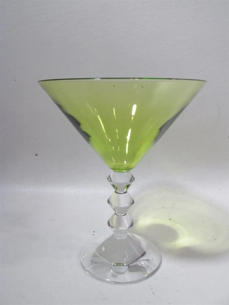 Luxe Baccarat Crystal France Vega Clear Olive Green Goblet