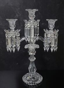 Baccarat Gorgeous Medallion Candle Holder 3 Lite Candlelabra ~ SIGNED