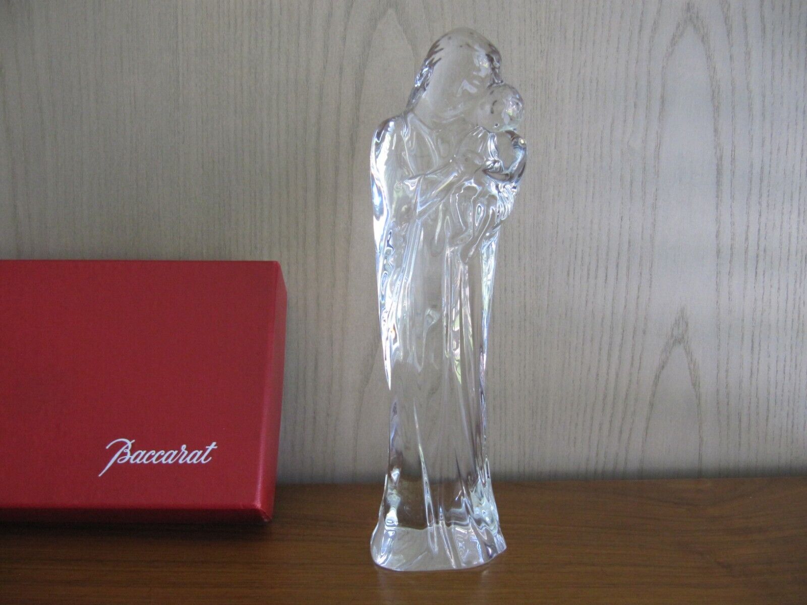 Baccarat Crystal Madonna Mother Mary and Jesus Figurine Statue Sculpture 9" Tall