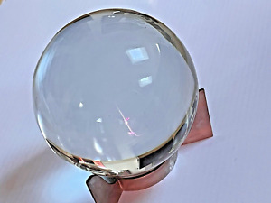 Baccarat 1940’s Mid-Century 12 pound  Large Crystal Ball  on Nickel Plate Stand