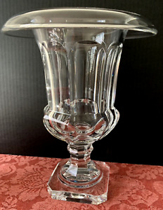 French Baccarat Musee Des Cristalleries 12” Tall Cut Crystal Hurricane Vase Urn