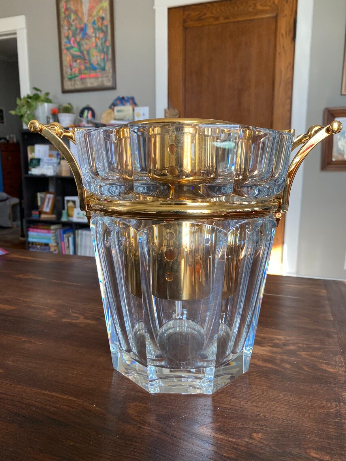 Baccarat Crystal Harcourt Champagne Cooler with Bottle Caddy Insert